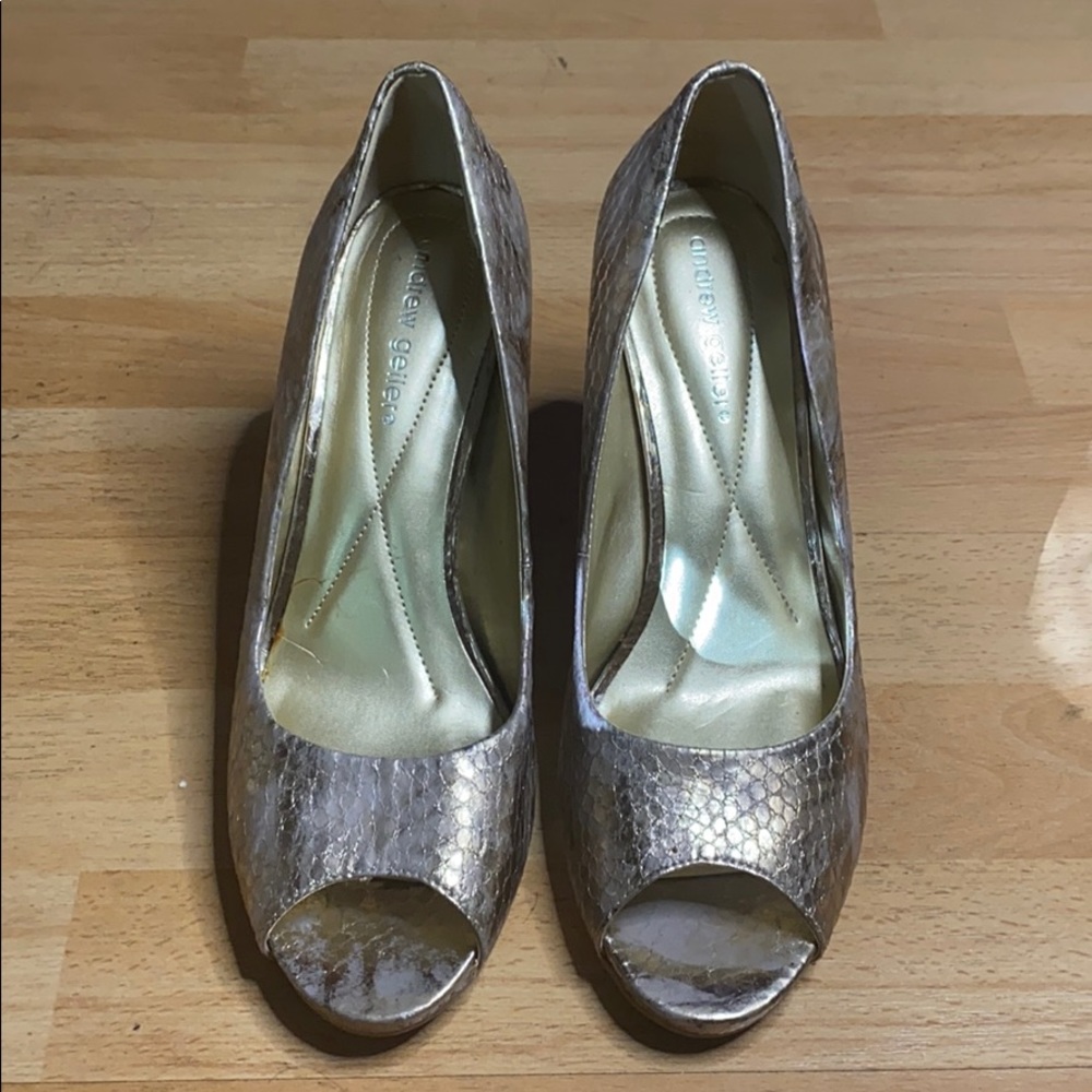 Gold Snakeskin Pumps